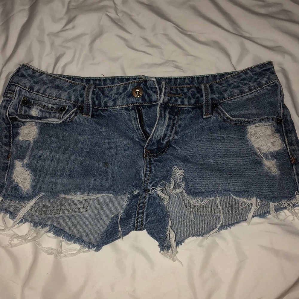 Distressed cutoff jean shorts